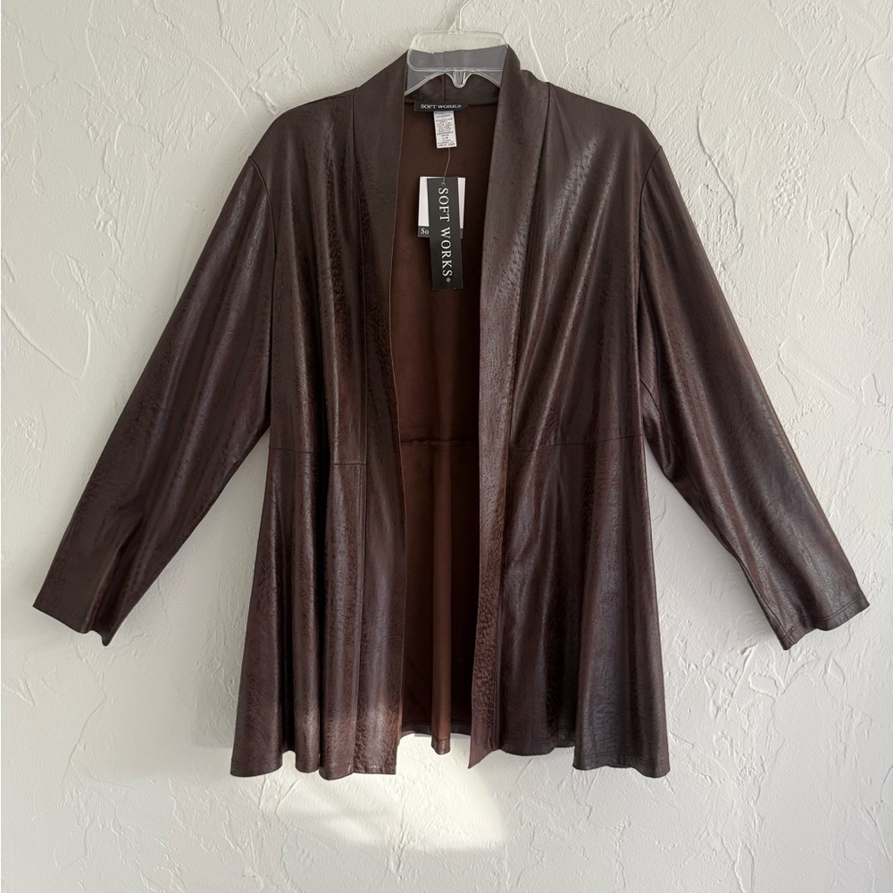 Women's Brown Open Front Jacket